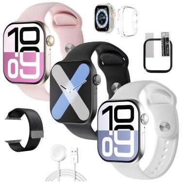 Imagem de Smartwatch Relogio Original W10 Mini Lançamento Microwear Série 10 42mm ChatGpt 1Gb Kit Completo-Unissex