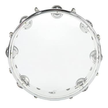 Imagem de RiToEasysports Tambor de Mão Com Tom Ajustável e Sino de Metal, Percussão Leve para Shows Ao Vivo de karaokê, 10 Polegadas (Transparente)