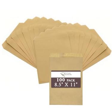 Imagem de RJ Displays - Pacote com 100 sacos de papel kraft marrom sacos planos de mercadorias para artesanato, livros, revistas, compras, vendas, sacolas de revistas, livros, lembrancinhas, camiseta tamanho