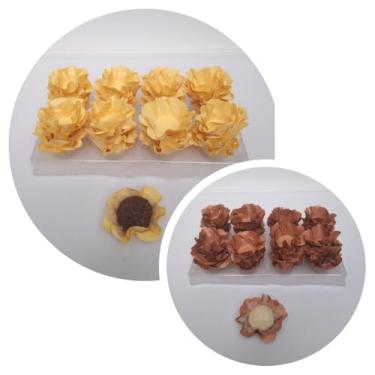 Imagem de Forminhas para Doces, 80 Peças Decorativas em Formato de Flor para Festas, Casamentos e Aniversários (Vanilla e Rosê Gold)