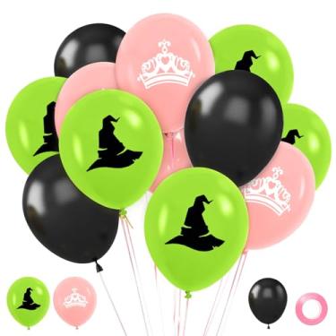 Imagem de Balão de aniversário com tema de feiticeiro rosa, verde e preto, balão verde e rosa, aniversário para meninas, mulheres, tema de feiticeiro, decoração de festa