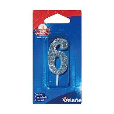 Imagem de Vela De Aniversário Numero C/Gliter Prateado 6