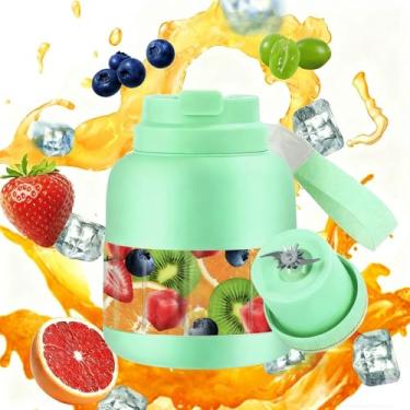 Imagem de Espremedor de suco verde portátil de 800 ml com alça de transporte, liquidificador pessoal de smoothie para preservação da saúde, esportes ao ar livre, viagens, acampamento e academia, mini máquina de