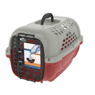 Imagem de Caixa de Transporte Pet Travas Duplas Plast Pet Para Cachorro, Gato, Coelho, Aves, Pequeno Porte(Vermelho)