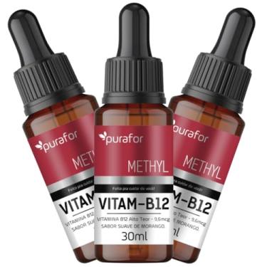 Imagem de 3 Suplemento Alimentar Vitamina B12 Líquida Metilcobalamina 30ml Alta Concentração Rápida Absorção e Praticida