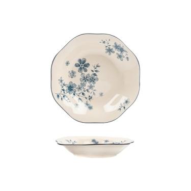 Imagem de Prato redondo de flores criativas de cerâmica para uso doméstico requintado prato de pétalas de 20 cm