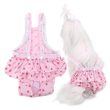 Imagem de ZJchao Freia de Bulldog Francesa Feminino, Suspenders de Cão Período Cão Panties Pet RoupheRs Freiações de Picadas de Salto Dots Calças de Suspensório Sanitário Menstrual para Cães Bulldog Francês (M)