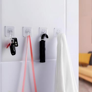 Imagem de GENERIC Pacote com 10 ganchos utilitários resistentes transparentes à prova d'água para cozinha, casa, chuveiro, utilidade