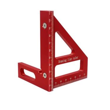 Imagem de Régua de medição multiângulo 3D, transferidor quadrado de liga de alumínio de 45-90 graus, régua de linha de desenho de triângulo de esquadria, ferramenta de medição de alta precisão (vermelho