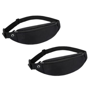 Imagem de Pochete pequena, pacote com 2, bolsa de cintura de nylon impermeável com zíper, mochilas leves para quadril para homens e mulheres (preto + preto)