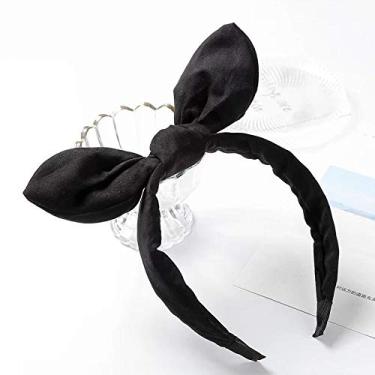 Imagem de Tiara feminina com laço preto, orelhas de coelho, para Halloween, anos 50, acessórios de cabelo femininos, turbante, acessório de cabeça