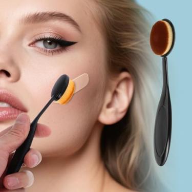 Imagem de Pincel de maquiagem oval para base e cerdas macias em pó para misturar creme líquido corretivo ferramenta profissional de beleza diária