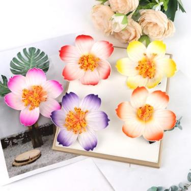 Imagem de Pacote com 5 grampos de cabelo Plumeria flores de hibisco para cabelo, acessórios tropicais havaianos