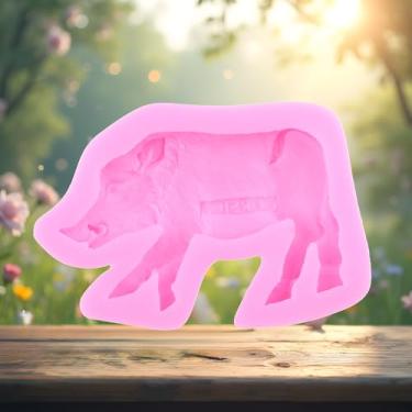 Imagem de Moldes de silicone de javali selvagem molde de fondant de porco para decoração de bolos topo de cupcake doce argila polímero chocolate pasta de goma