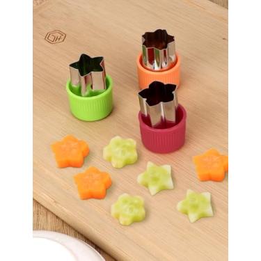 Imagem de Conjunto de 3 formas de cortador de vegetais de aço inoxidável para biscoitos e frutas para chocolate, decoração de bolos, salada e cozimento - utensílios de cozinha - estrela