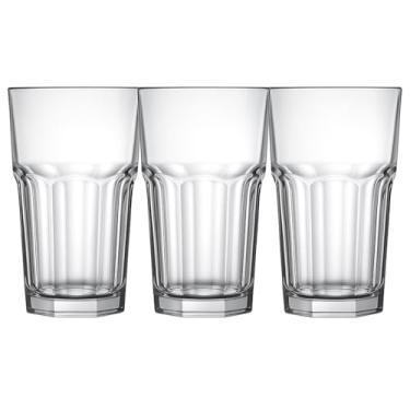Imagem de Conjunto de 3 Copos de Vidro Resistente, Parede Grossa, 350ml, Design Canelado, Transparente, Para Bebidas