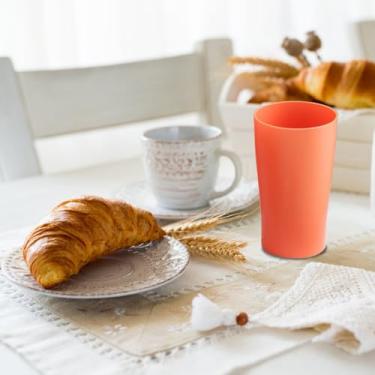 Imagem de 1 copo reutilizável, copo de plástico, para casa e acampamento, copo de água com palha, para bebida, água, chá, suco e leite, pode ser lavado na lava-louças (laranja)