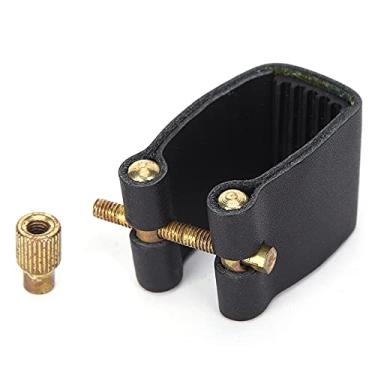 Imagem de RiToEasysports Ligadura de Saxofone Preto, Couro Pu, Metal, Acessório de Instrumento Musical Durável para Bocal de Saxofone Padrão (Médio C65)