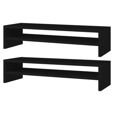 Imagem de Kit 02 Suportes Stand Base Tela Monitor Soft Elevado 65cm em MDF com 01 Prateleira - Desk Design