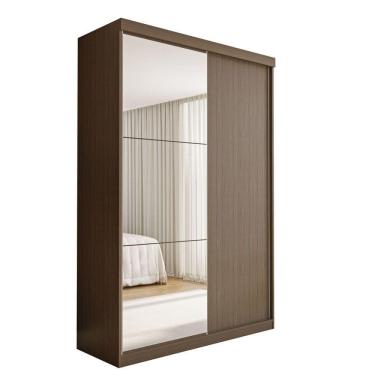 Imagem de Guarda Roupa 2 Portas De Correr Com Espelho 2 Gavetas Salvador Minastex Freijó