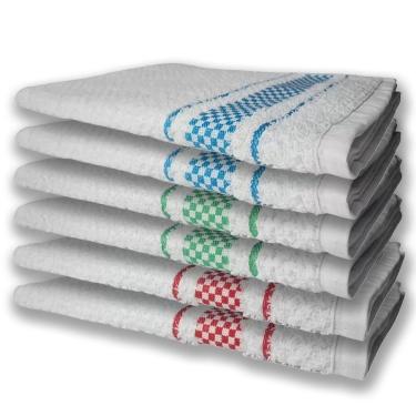 Imagem de 6 Panos De Prato Atoalhado Felpudo Vermelho Azul e Verde