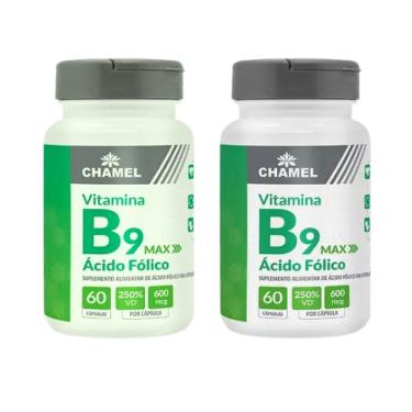 Imagem de Ácido Fólico Max - Vitamina B9 –  2 frascos c/ 60 cápsulas - Chamel