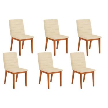Imagem de Kit 6 Cadeiras De Cozinha Sofia 6 Un Ipe Linho Neve
