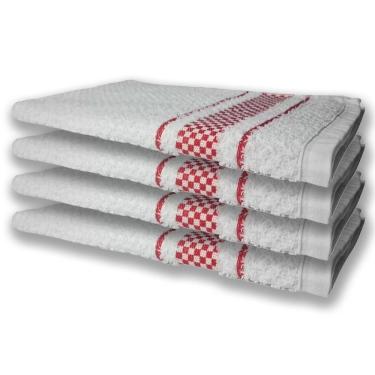 Imagem de 4 Panos De Prato Atoalhado Felpudo 370G/M² Premium Vermelho