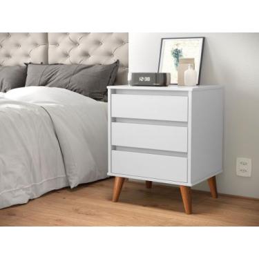 Imagem de Mesa de Cabeceira Retro Wood Branco - Magaflex - EJ MOVEIS
