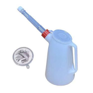 Imagem de KiBcsLic Jarra medidora de óleo com bico longo, dispensador de óleo de motor com filtro, versátil e com tampa, para uso em garagem, automóveis e motocicletas, 1.2l