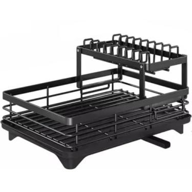 Imagem de Escorredor Louças Duplo Prato Talheres Cozinha Dreno Bandeja Drenagem Água NilosDecor