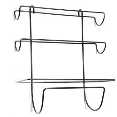 Imagem de Organizador de Cozinha, Porta Papel Toalha com Suporte Triplo para Papel Alumínio e Filme para Parede(preto)