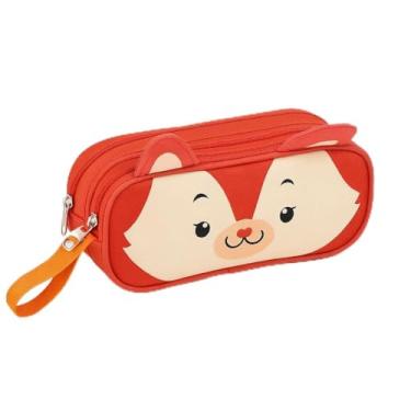 Imagem de Estojo Duplo Pets Joaninha Borboleta Raposa Divisórias e Puxadores de Tecido (Raposa)