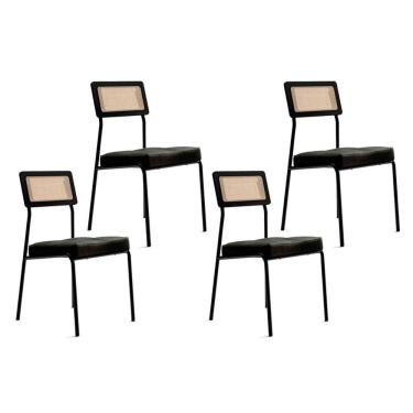 Imagem de Kit 4 Cadeiras Sala Jantar 1741 4 Uni Pretografite Preto Carraro