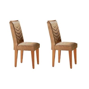Imagem de Kit 2 Cadeiras Sala Jantar Londrina 2 Un Imbuia-capuccino-suede Capuccino - Rufato