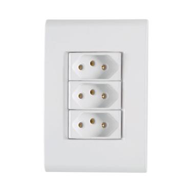 Imagem de Conjunto 4x2 Com 3 Tomadas 2p+t 20 A 250 V Tramontina Liz Branco Tramontina