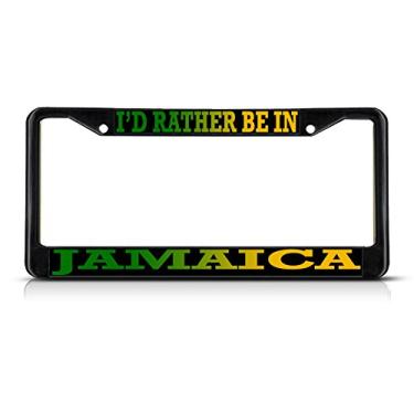 Imagem de Fastasticdeals I'd Rather Be in Jamaica Capa de suporte de etiqueta para placa de carro