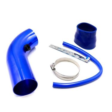 Imagem de Kit de tubo de admissão de ar universal de alumínio para carro de 3'' polegadas 76 mm, sistema de admissão de ar frio, kit de tubo de duto, filtro de ar(Blue)