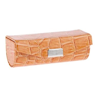Imagem de barenx Estojo de batom de couro macio com design elegante com forro de rebanho - laranja