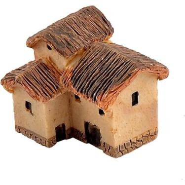 Imagem de Veloshine Acessórios de mini casa de jardim de fadas, estatueta de cabana de aldeia em miniatura, decoração de micro paisagem DIY ornamentos para bonsai, plantio de suculentas (C)