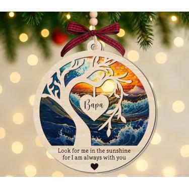 Imagem de LarsonDesign Enfeite memorial Bapa - Lembrança de madeira e acrílico de 2 camadas - Presente de simpatia pela perda de Bapa - Enfeite de Natal de luto 10 cm