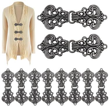 Imagem de TOYANDONA Clipes de encaixe de roupas vintage: 10 pares de fechos de manto retrô, clipes de suéter broche de manto prendedores de metal elegantes fivelas de roupas para cardigãs, colares, cachecóis e