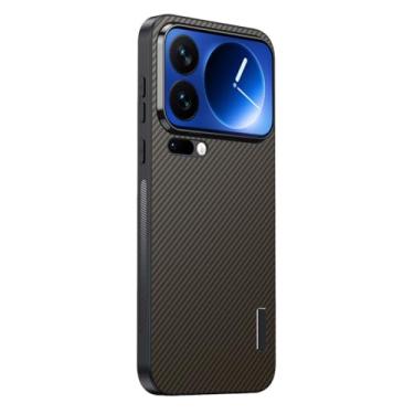 Imagem de FWYANZH Capa para Xiaomi 17 Pro Max/17 Pro/17, capa fina de fibra de carbono textura câmera proteção contra quedas anti-impressões digitais, marrom, 17