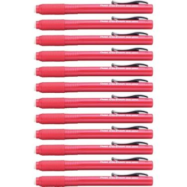 Imagem de Pentel ZE22B, Clic Eraser Grip, borracha retrátil, tubo vermelho, caixa com 12