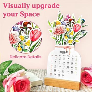 Imagem de Calendário de mesa pequeno 2026, calendário de 12 meses, de janeiro de 2026 a dezembro de 2026, mini calendário mensal decorativo para casa, escola ou escritório - estampa floral (árvore de flores)