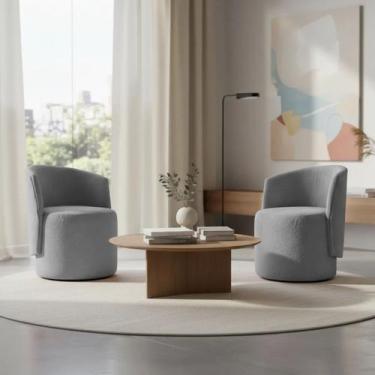 Imagem de Kit 2 Poltronas Aura Decorativas Orgânicas Bouclé Premium De Luxo Para