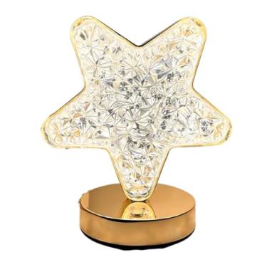 Imagem de Luminária de Mesa Cristal Abajur Recarregável LED 3 Cores Touch (Estrela)