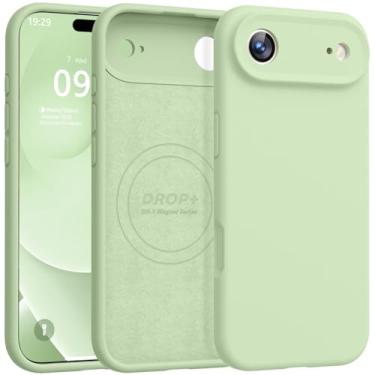 Imagem de Ktele Capa magnética para iPhone Air [compatível com Magsafe] [silicone premium acetinado] Capa fina à prova de choque com forro de microfibra antiarranhões, 16,5 cm, Matcha