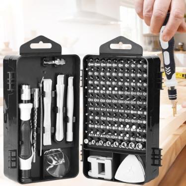 Imagem de Conjunto de chaves de fenda de precisão 115 em 1, kit de ferramentas de reparo com pontas, alça, haste de extensão, pinças para laptop, relógio, telefone, console de jogos, eletrônicos