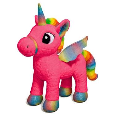 Imagem de Unicórnio De Pelúcia Macio Com Asas Em Matelassê Crina E Chifre Colori